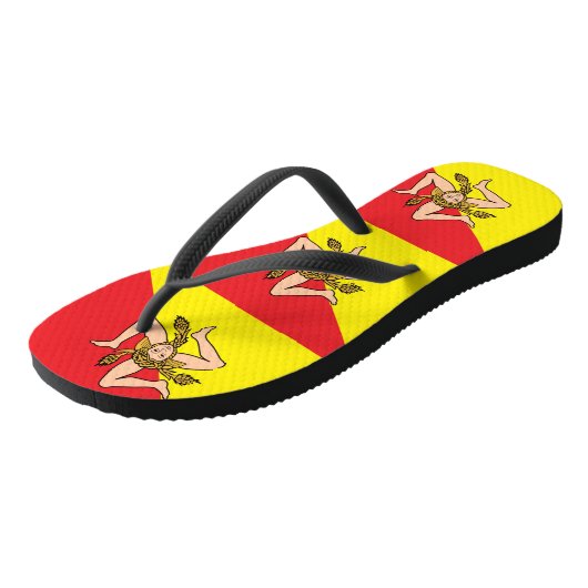 Volwassen slanke bandjes met vlag van Sicilië, Ita Teenslippers (Schuin)