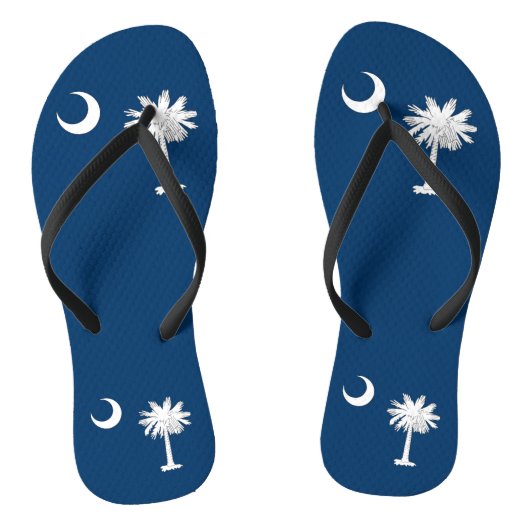 Volwassen slanke bandjes met vlag van South Caroli Teenslippers (Voetbed)
