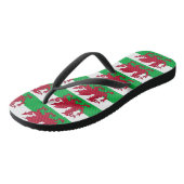 Volwassen slanke bandjes met vlag van Wales, Veren Teenslippers (Schuin)