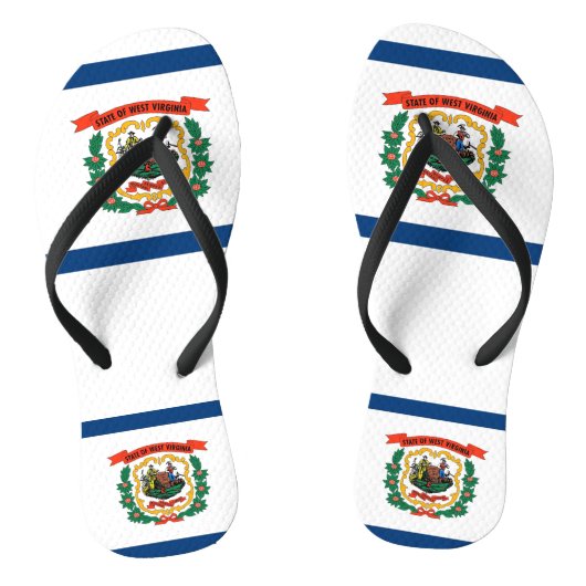 Volwassen slanke bandjes met vlag van West Virgini Teenslippers (Voetbed)