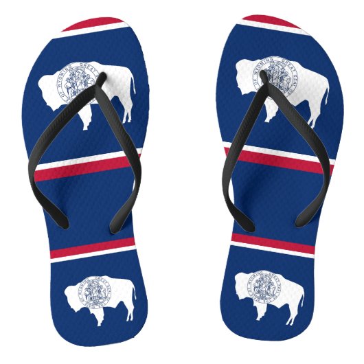 Volwassen slanke bandjes met vlag van Wyoming Teenslippers (Voetbed)
