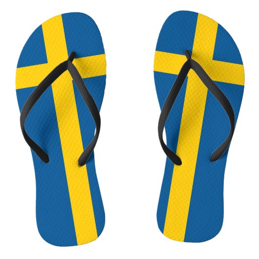 Volwassen slanke bandjes met vlag van Zweden Teenslippers (Voetbed)