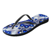 Volwassen slanke bandjes met witte blauwe kleuren teenslippers (Schuin)