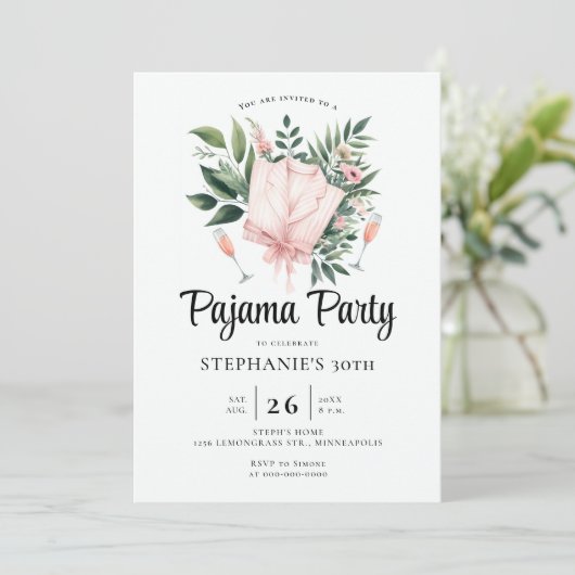 Volwassen Sleepover Party Wildbloemen 30e verjaard Kaart (Staand voorkant)