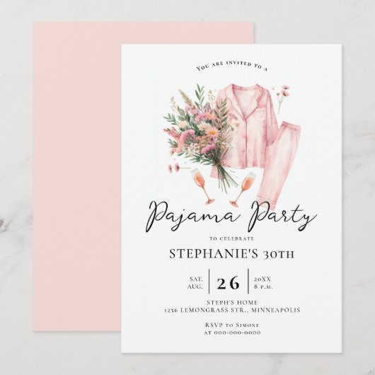 Volwassen Sleepover Party Wilde Bloemen 30e Verjaa Kaart (Voorkant / Achterkant)