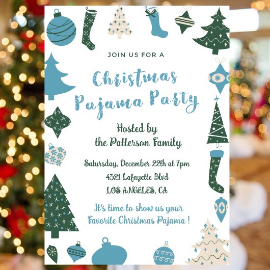 Volwassen sluimer party uitnodiging groen blauw