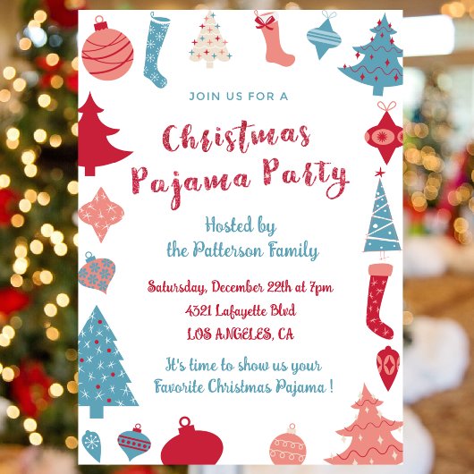 Volwassen sluimer party uitnodiging rood blauw