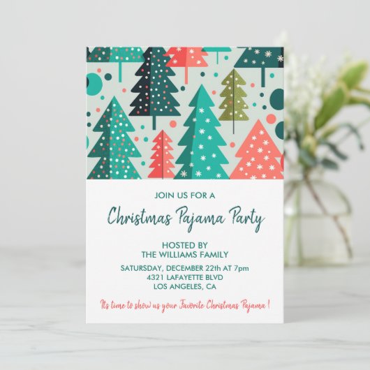 Volwassen sluimerfeest uitnodiging Forest Snowfall (Staand voorkant)