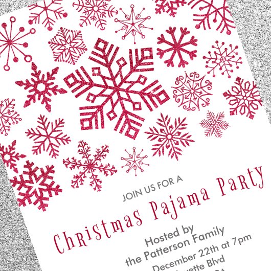 Volwassen Slumber party uitnodiging Glitter Sneeuw