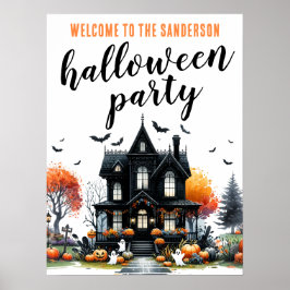 Volwassen spookhuis Halloween Party Sign Poster