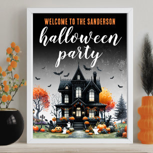 Volwassen spookhuis Halloween Party Sign Poster