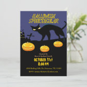 Volwassen Spooktacular Black Cat Halloween uitnodi Kaart (Staand voorkant)