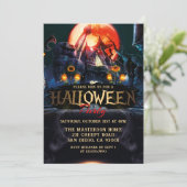 Volwassen Spooky Hunted House Halloween Party Kaart (Staand voorkant)