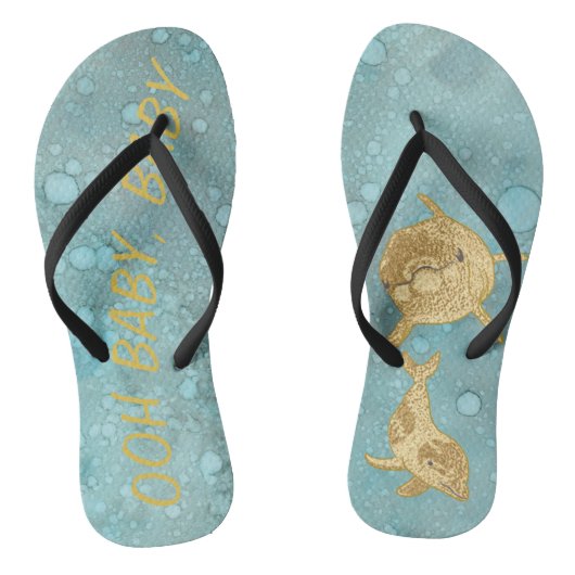 Volwassen Teenslippers "Gold Dolphin Mam and Baby" (Voetbed)