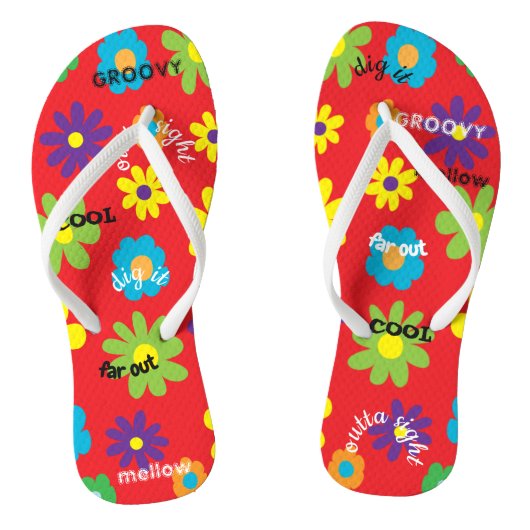 Volwassen Teenslippers "Groovy Flowers" Teenslippe (Voetbed)