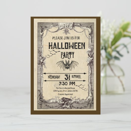 Volwassen  Vampier Bat Halloween Uitnodiging (Staand voorkant)