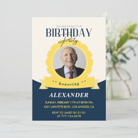 Volwassen verjaardag 100e verjaardag uitnodiging M (Staand voorkant)