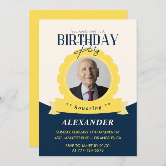 Volwassen verjaardag 100e verjaardag uitnodiging M (Voorkant / Achterkant)