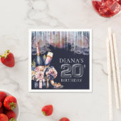 Volwassen Verjaardag 20e Gepersonaliseerde Champag Servet (Insitu)