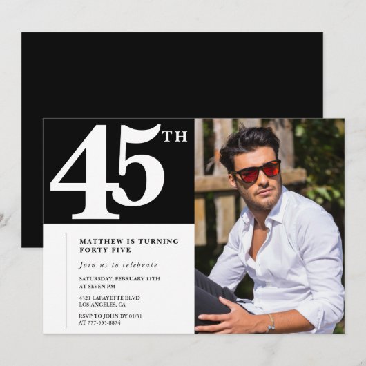 Volwassen verjaardag 45e verjaardag uitnodiging Ch (Voorkant / Achterkant)