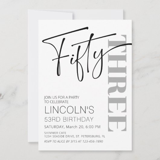 Volwassen verjaardag 51 52 53 54 55 56 57 58 59 kaart (Voorkant)