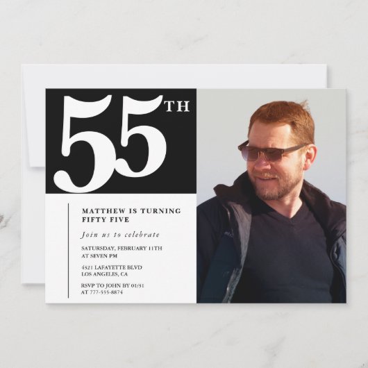 Volwassen verjaardag 55e verjaardag uitnodiging Ch (Voorkant)