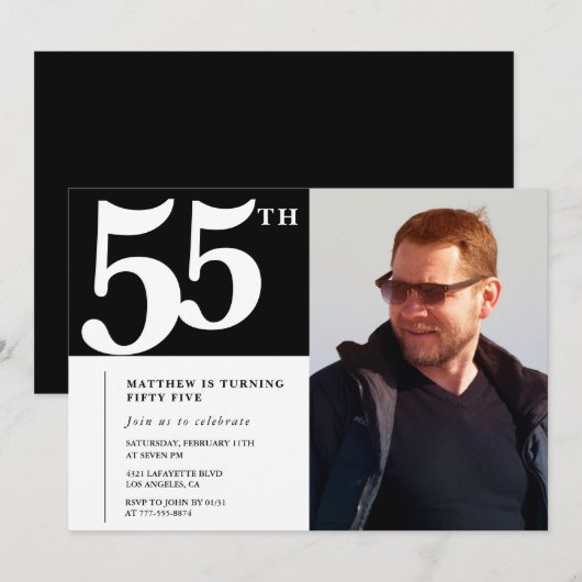 Volwassen verjaardag 55e verjaardag uitnodiging Ch (Voorkant / Achterkant)