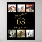 Volwassen Verjaardag 6 foto zwart goud elke leefti Poster (Voorkant)