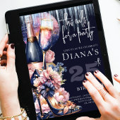 Volwassen Verjaardag Blauw Roze Heel Champagne Kaart