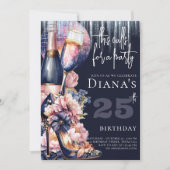 Volwassen Verjaardag Blauw Roze Heel Champagne Kaart (Voorkant)