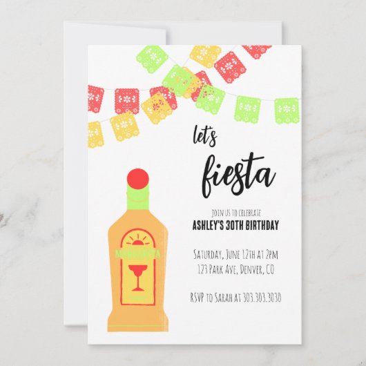 Volwassen verjaardag Fiesta Uitnodiging (Voorkant)