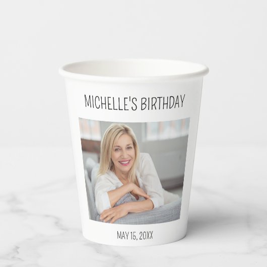 Volwassen Verjaardag Naam Foto Partij Favor Papieren Bekers (Achterkant)