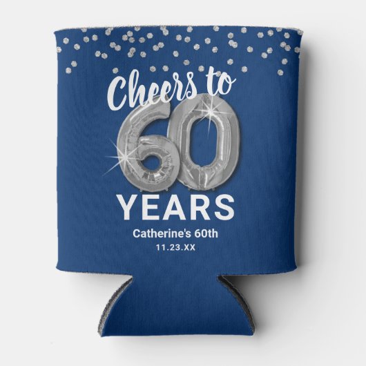 Volwassen Verjaardag Proost op 60 jaar Blikjeskoeler (Voorkant)