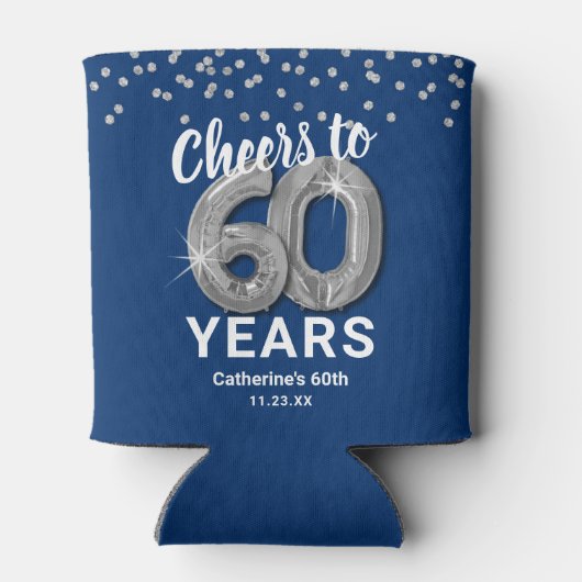 Volwassen Verjaardag Proost op 60 jaar Blikjeskoeler (Achterkant)