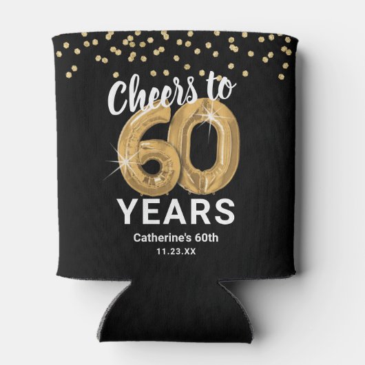 Volwassen Verjaardag Proost op 60 jaar Blikjeskoeler (Achterkant)