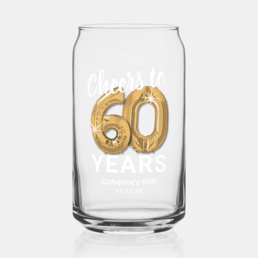 Volwassen Verjaardag Proost op 60 jaar Blikvorm Glas (Voorkant)