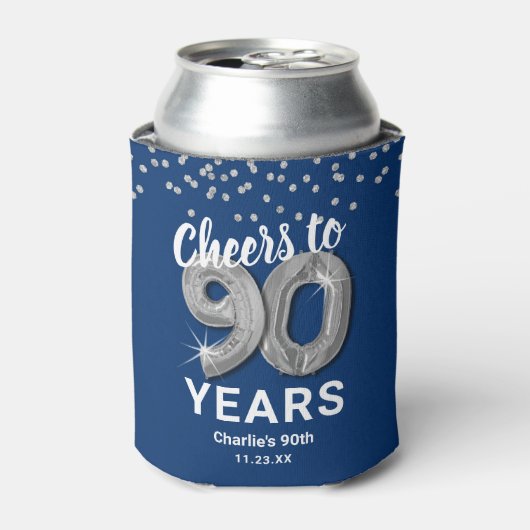 Volwassen Verjaardag Proost op 90 jaar Blikjeskoeler (Blikje Voorkant)