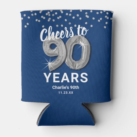 Volwassen Verjaardag Proost op 90 jaar Blikjeskoeler (Voorkant)