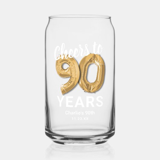 Volwassen Verjaardag Proost op 90 jaar Blikvorm Glas (Voorkant)