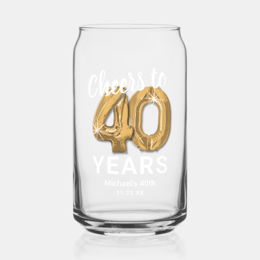 Volwassen Verjaardag Proost tot 40 jaar Blikvorm Glas (Voorkant)