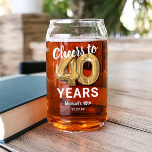Volwassen Verjaardag Proost tot 40 jaar Blikvorm Glas