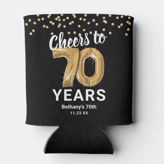 Volwassen Verjaardag Proost tot 70 jaar Blikjeskoeler (Achterkant)