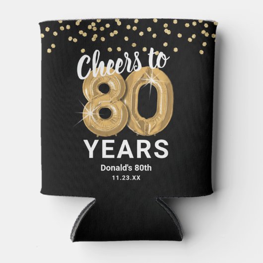 Volwassen Verjaardag Proost tot 80 jaar Blikjeskoeler (Voorkant)