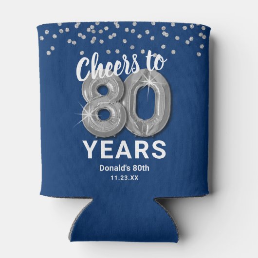 Volwassen Verjaardag Proost tot 80 jaar Blikjeskoeler (Achterkant)