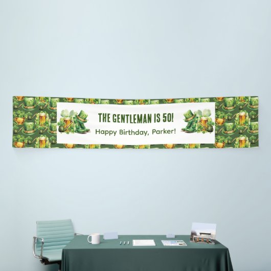 Volwassen Verjaardag St Patrick's Day gepersonalis Spandoek (Beurs)