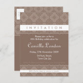 VOLWASSEN VERJAARDAG UITNODIGING:: sierlijk patter Uitnodiging Briefkaart (Voorkant / Achterkant)