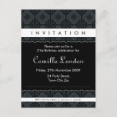 VOLWASSEN VERJAARDAG UITNODIGING:: sierlijk patter Uitnodiging Briefkaart (Voorkant)