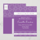 VOLWASSEN VERJAARDAG UITNODIGING:: sierlijk patter Uitnodiging Briefkaart (Voorkant / Achterkant)