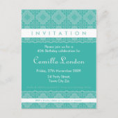 VOLWASSEN VERJAARDAG UITNODIGING:: sierlijk patter Uitnodiging Briefkaart (Voorkant)