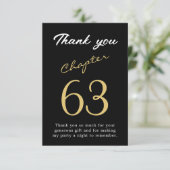 Volwassen verjaardag zwart goud elke leeftijd bedankkaart (Staand voorkant)